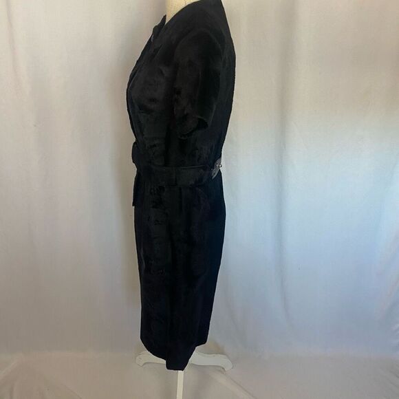 Rare Vintage VTG 1960s 60s Black Faux Fur Mod Mini Dress Button Up Women’s - Picture 2 of 14